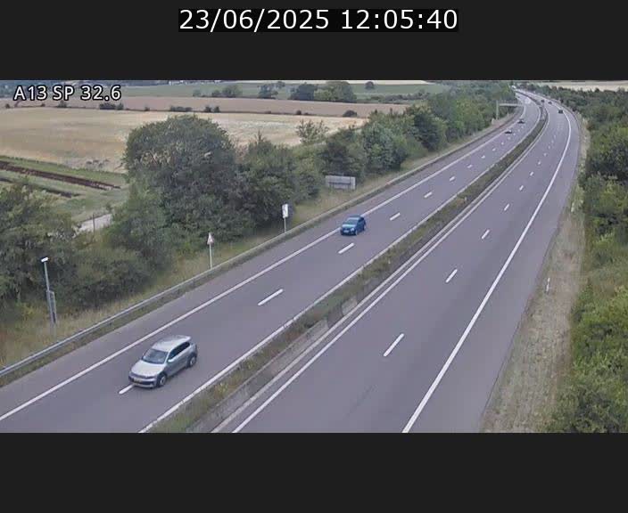 Webcam info trafic A13 à hauteur de Mondorf-les-bains. Vue orientée vers Altwies