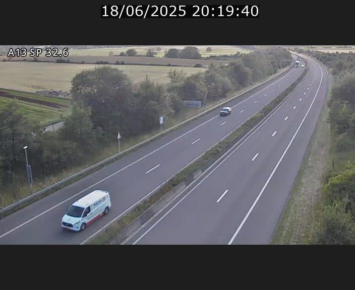 Webcam info trafic A13 à hauteur de Mondorf-les-bains. Vue orientée vers Altwies