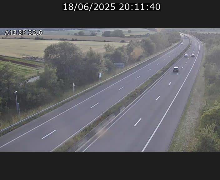 Webcam info trafic A13 à hauteur de Mondorf-les-bains. Vue orientée vers Altwies