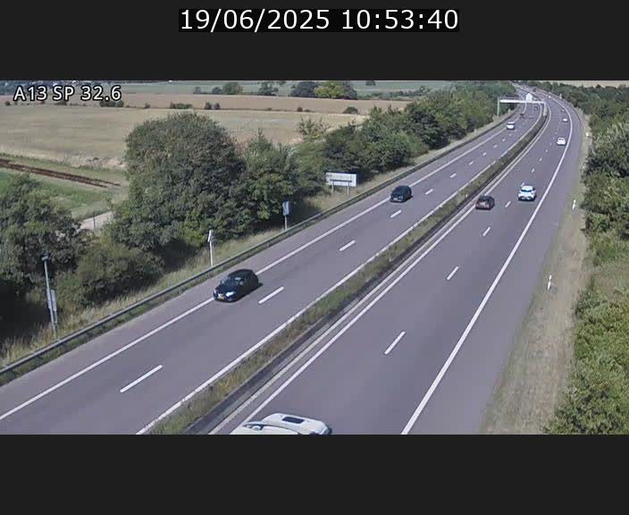 Webcam info trafic A13 à hauteur de Mondorf-les-bains. Vue orientée vers Altwies
