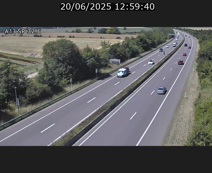Webcam info trafic A13 à hauteur de Mondorf-les-bains. Vue orientée vers Altwies