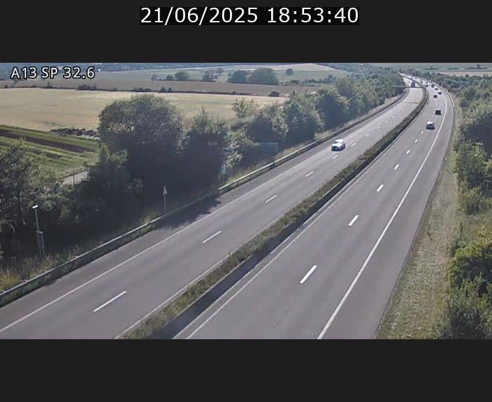 Webcam info trafic A13 à hauteur de Mondorf-les-bains. Vue orientée vers Altwies