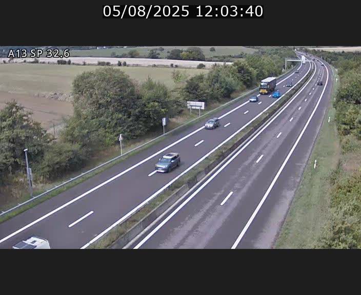 Webcam info trafic A13 à hauteur de Mondorf-les-bains. Vue orientée vers Altwies