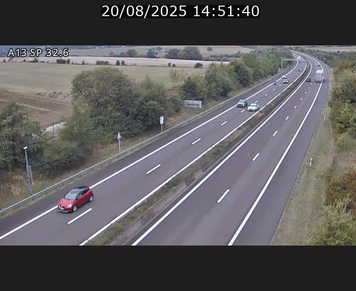 Webcam info trafic A13 à hauteur de Mondorf-les-bains. Vue orientée vers Altwies