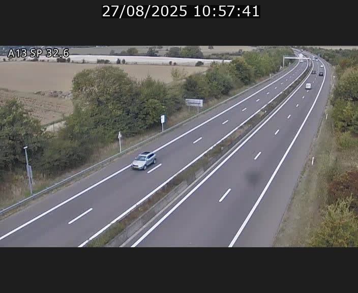 Webcam info trafic A13 à hauteur de Mondorf-les-bains. Vue orientée vers Altwies