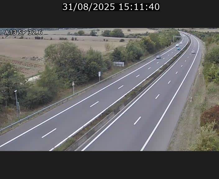Webcam info trafic A13 à hauteur de Mondorf-les-bains. Vue orientée vers Altwies