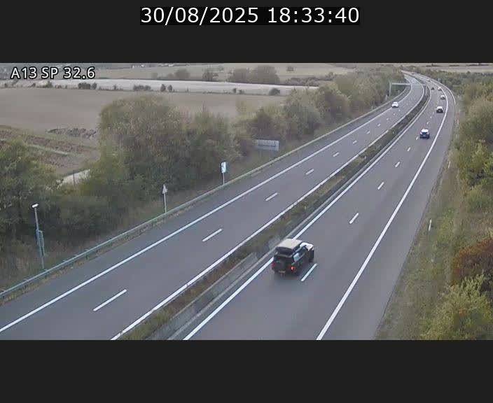 Webcam info trafic A13 à hauteur de Mondorf-les-bains. Vue orientée vers Altwies
