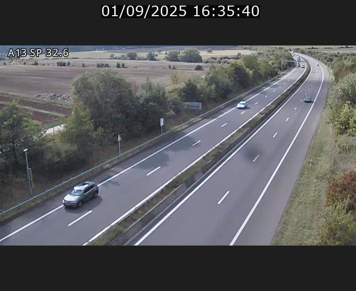 Webcam info trafic A13 à hauteur de Mondorf-les-bains. Vue orientée vers Altwies