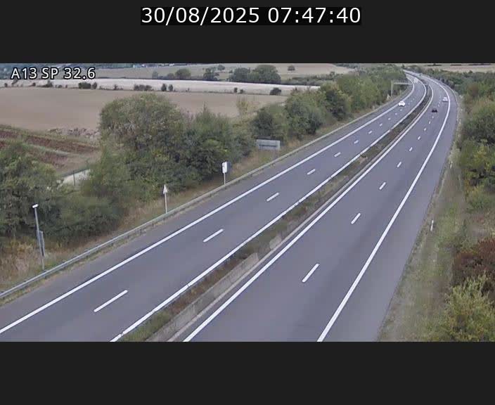 Webcam info trafic A13 à hauteur de Mondorf-les-bains. Vue orientée vers Altwies