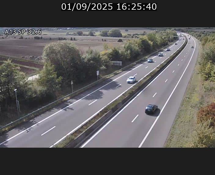 Webcam info trafic A13 à hauteur de Mondorf-les-bains. Vue orientée vers Altwies
