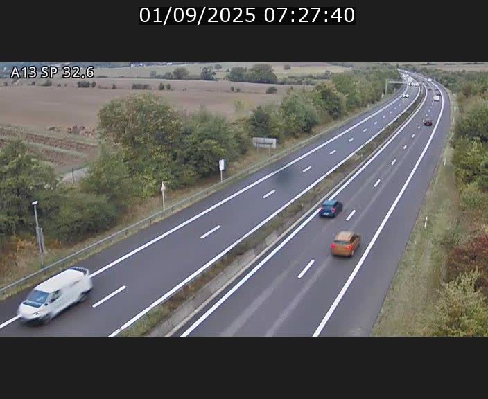 Webcam info trafic A13 à hauteur de Mondorf-les-bains. Vue orientée vers Altwies
