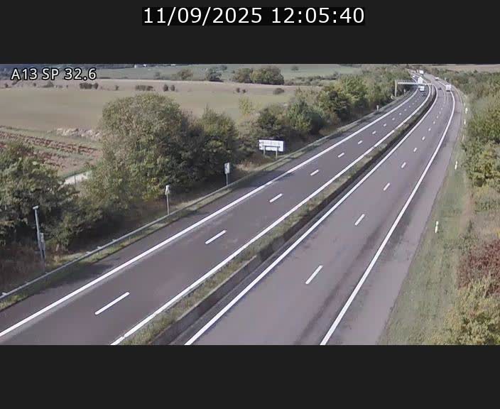 Webcam info trafic A13 à hauteur de Mondorf-les-bains. Vue orientée vers Altwies