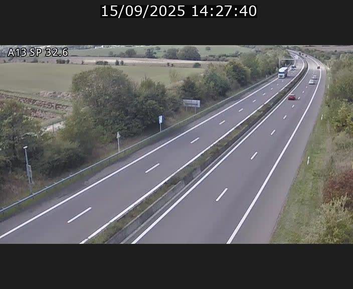 Webcam info trafic A13 à hauteur de Mondorf-les-bains. Vue orientée vers Altwies