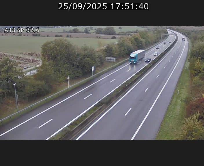 Webcam info trafic A13 à hauteur de Mondorf-les-bains. Vue orientée vers Altwies