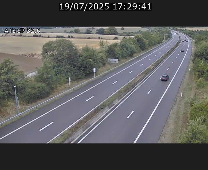 Webcam info trafic A13 à hauteur de Mondorf-les-bains. Vue orientée vers Altwies