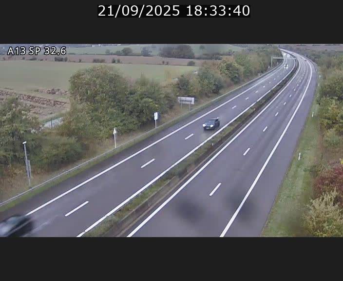 Webcam info trafic A13 à hauteur de Mondorf-les-bains. Vue orientée vers Altwies