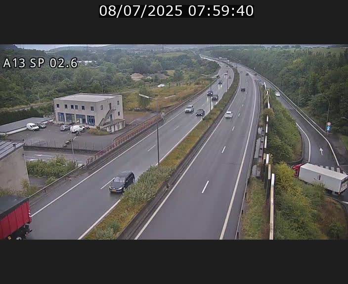 Traffic live webcam Luxembourg Sanem - A13 direction Pétange - BK 2.6