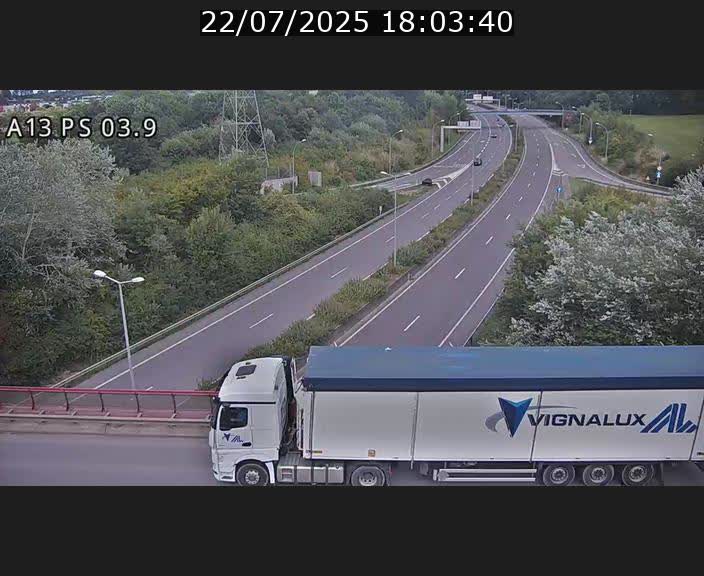 Traffic live webcam Luxembourg Ehlerange - A13 direction Esch-sur-Alzette - BK 6.8