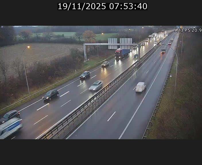 Traffic live webcam Luxembourg Croix de Bettembourg, rond-point d'Hellange - A13 direction Allemagne - BK 20.9