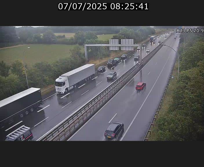 Traffic live webcam Luxembourg Croix de Bettembourg, rond-point d'Hellange - A13 direction Allemagne - BK 20.9