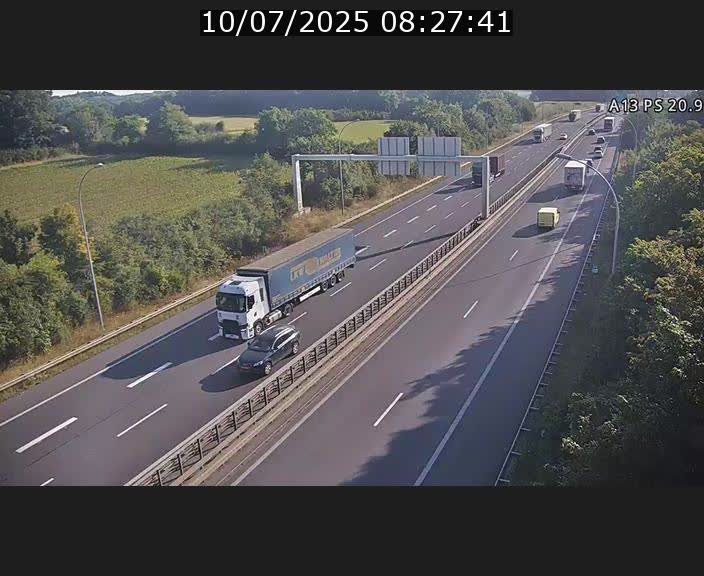 Traffic live webcam Luxembourg Croix de Bettembourg, rond-point d'Hellange - A13 direction Allemagne - BK 20.9
