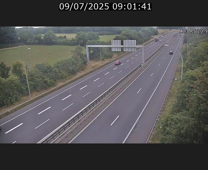 Traffic live webcam Luxembourg Croix de Bettembourg, rond-point d'Hellange - A13 direction Allemagne - BK 20.9