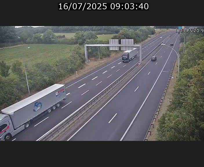 Traffic live webcam Luxembourg Croix de Bettembourg, rond-point d'Hellange - A13 direction Allemagne - BK 20.9