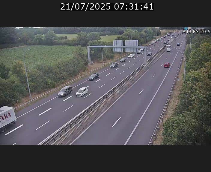 Traffic live webcam Luxembourg Croix de Bettembourg, rond-point d'Hellange - A13 direction Allemagne - BK 20.9