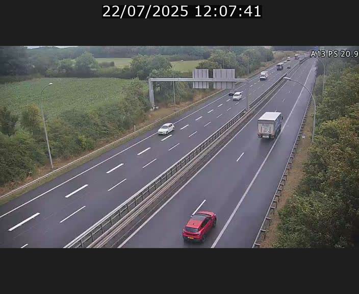 Traffic live webcam Luxembourg Croix de Bettembourg, rond-point d'Hellange - A13 direction Allemagne - BK 20.9