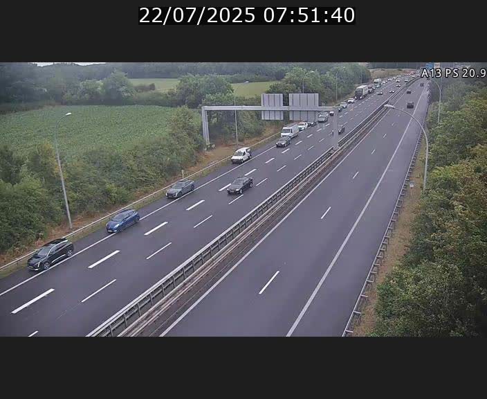 Traffic live webcam Luxembourg Croix de Bettembourg, rond-point d'Hellange - A13 direction Allemagne - BK 20.9
