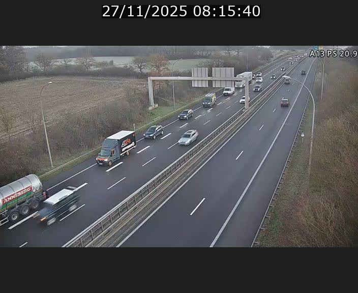 Traffic live webcam Luxembourg Croix de Bettembourg, rond-point d'Hellange - A13 direction Allemagne - BK 20.9