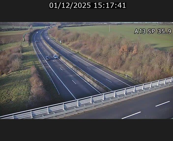 <h2>Webcam trafic sur A13 à l'entrée ouest du tunnel Markusbierg à Remerschen. Vue orientée vers Mondorf-les-Bains.</h2>