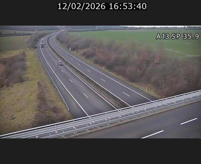 <h2>Webcam trafic sur A13 à l'entrée ouest du tunnel Markusbierg à Remerschen. Vue orientée vers Mondorf-les-Bains.</h2>