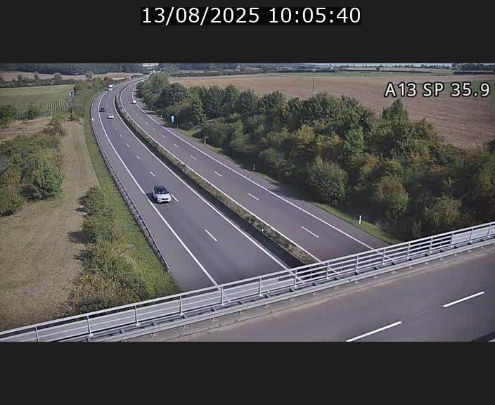 <h2>Webcam trafic sur A13 à l'entrée ouest du tunnel Markusbierg à Remerschen. Vue orientée vers Mondorf-les-Bains.</h2>