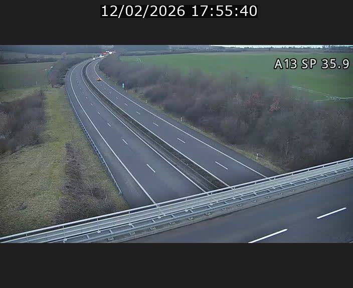 <h2>Webcam trafic sur A13 à l'entrée ouest du tunnel Markusbierg à Remerschen. Vue orientée vers Mondorf-les-Bains.</h2>
