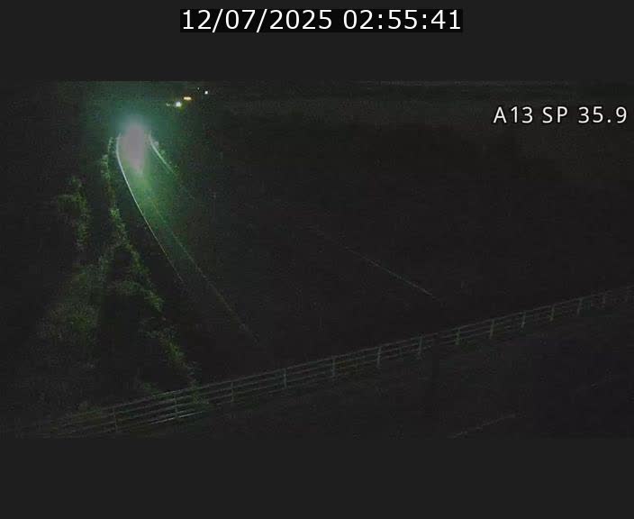 Webcam trafic sur A13 à l'entrée ouest du tunnel Markusbierg à Remerschen. Vue orientée vers Mondorf-les-Bains.