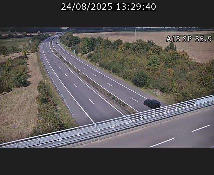 <h2>Webcam trafic sur A13 à l'entrée ouest du tunnel Markusbierg à Remerschen. Vue orientée vers Mondorf-les-Bains.</h2>