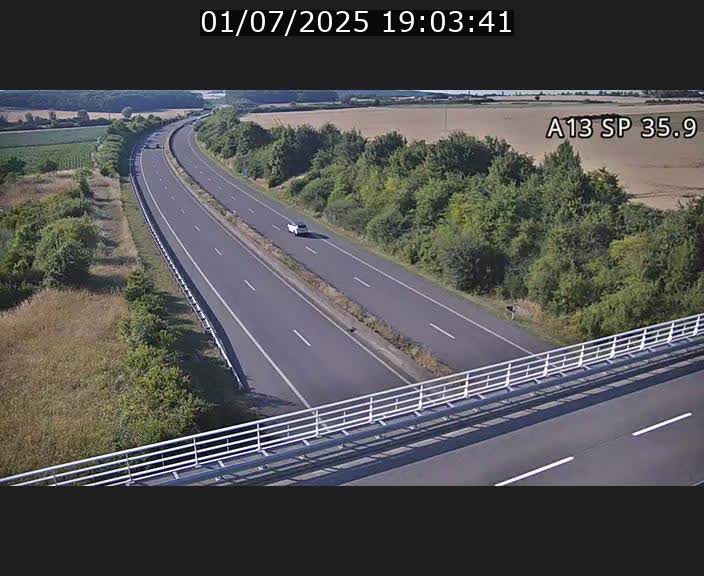 Webcam trafic sur A13 à l'entrée ouest du tunnel Markusbierg à Remerschen. Vue orientée vers Mondorf-les-Bains.
