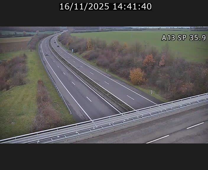 <h2>Webcam trafic sur A13 à l'entrée ouest du tunnel Markusbierg à Remerschen. Vue orientée vers Mondorf-les-Bains.</h2>