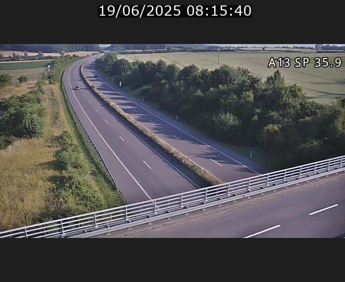 Webcam trafic sur A13 à l'entrée ouest du tunnel Markusbierg à Remerschen. Vue orientée vers Mondorf-les-Bains.