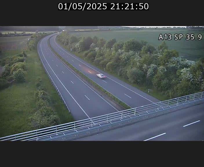 Webcam trafic sur A13 à l'entrée ouest du tunnel Markusbierg à Remerschen. Vue orientée vers Mondorf-les-Bains.