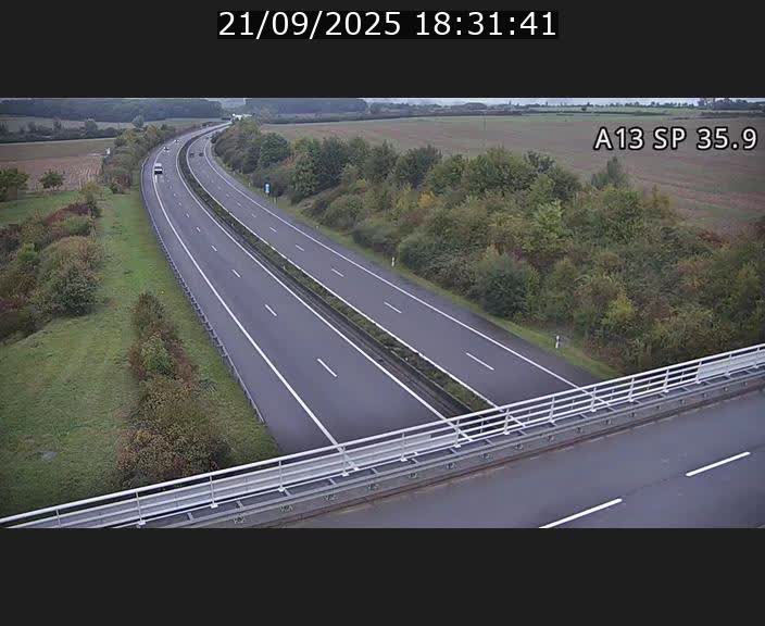 <h2>Webcam trafic sur A13 à l'entrée ouest du tunnel Markusbierg à Remerschen. Vue orientée vers Mondorf-les-Bains.</h2>