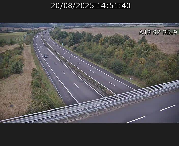 <h2>Webcam trafic sur A13 à l'entrée ouest du tunnel Markusbierg à Remerschen. Vue orientée vers Mondorf-les-Bains.</h2>