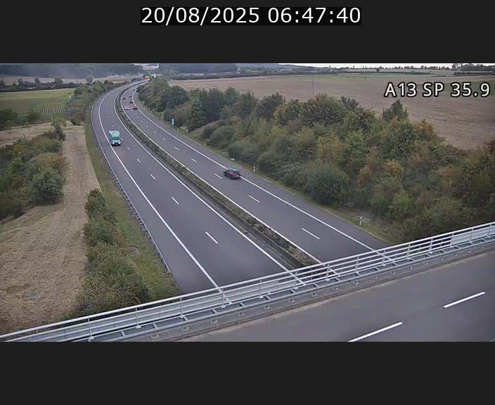 <h2>Webcam trafic sur A13 à l'entrée ouest du tunnel Markusbierg à Remerschen. Vue orientée vers Mondorf-les-Bains.</h2>