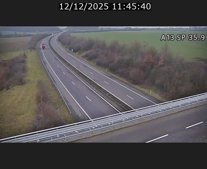 <h2>Webcam trafic sur A13 à l'entrée ouest du tunnel Markusbierg à Remerschen. Vue orientée vers Mondorf-les-Bains.</h2>