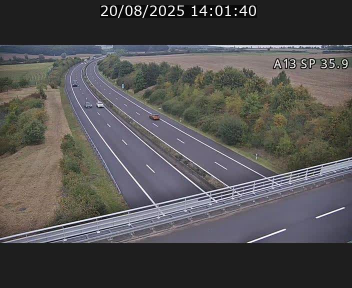 <h2>Webcam trafic sur A13 à l'entrée ouest du tunnel Markusbierg à Remerschen. Vue orientée vers Mondorf-les-Bains.</h2>