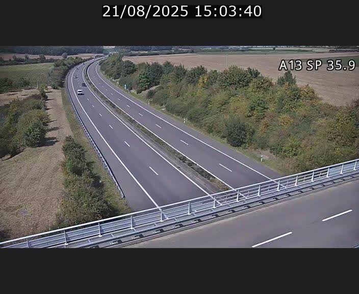 <h2>Webcam trafic sur A13 à l'entrée ouest du tunnel Markusbierg à Remerschen. Vue orientée vers Mondorf-les-Bains.</h2>