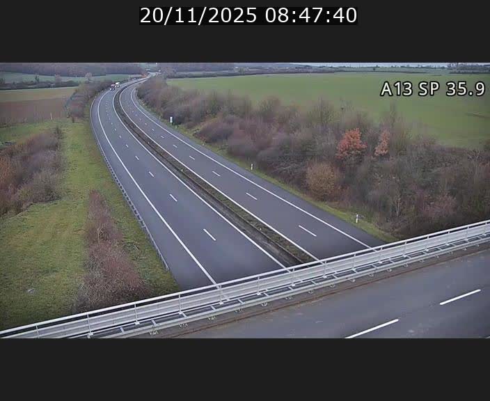 <h2>Webcam trafic sur A13 à l'entrée ouest du tunnel Markusbierg à Remerschen. Vue orientée vers Mondorf-les-Bains.</h2>