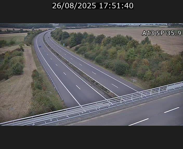 <h2>Webcam trafic sur A13 à l'entrée ouest du tunnel Markusbierg à Remerschen. Vue orientée vers Mondorf-les-Bains.</h2>