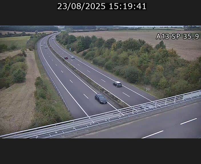 <h2>Webcam trafic sur A13 à l'entrée ouest du tunnel Markusbierg à Remerschen. Vue orientée vers Mondorf-les-Bains.</h2>